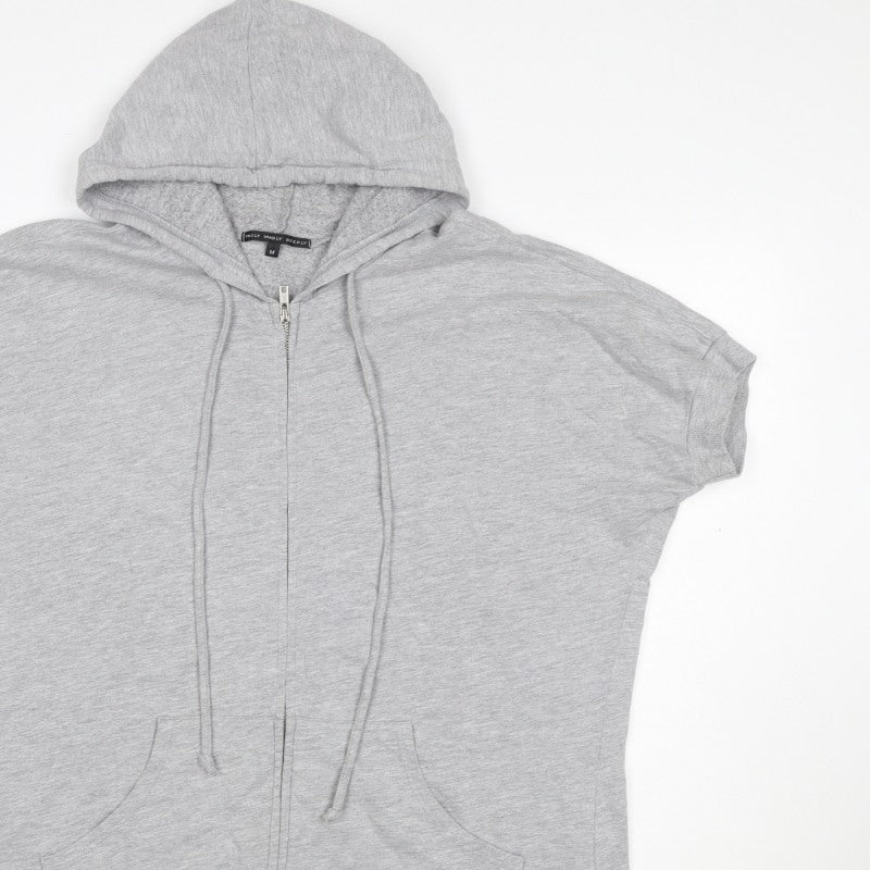 Truly Madly Deeply Women Grey M Full Zip Short Sleeve Hooded Hoodie