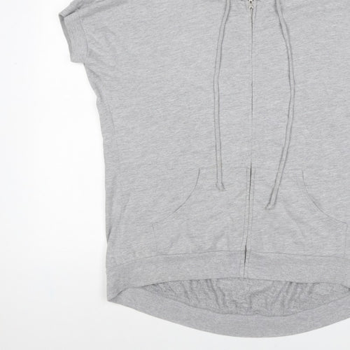 Truly Madly Deeply Women Grey M Full Zip Short Sleeve Hooded Hoodie