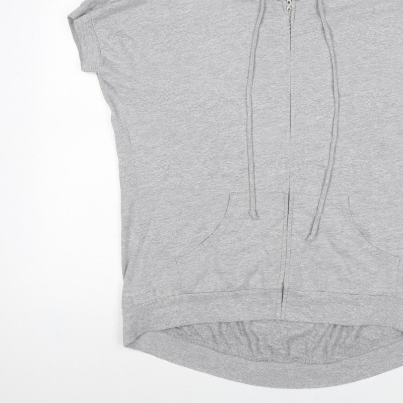 Truly Madly Deeply Women Grey M Full Zip Short Sleeve Hooded Hoodie
