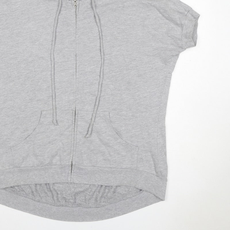 Truly Madly Deeply Women Grey M Full Zip Short Sleeve Hooded Hoodie