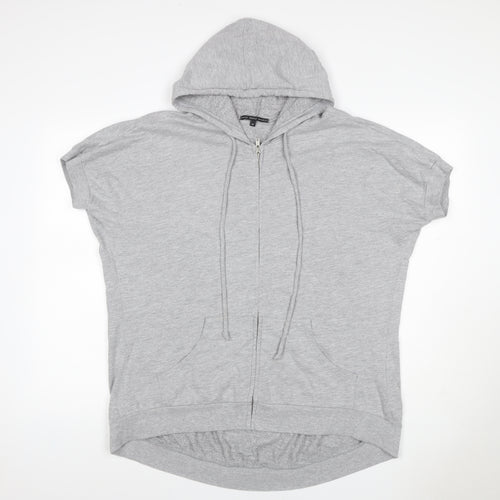 Truly Madly Deeply Women Grey M Full Zip Short Sleeve Hooded Hoodie