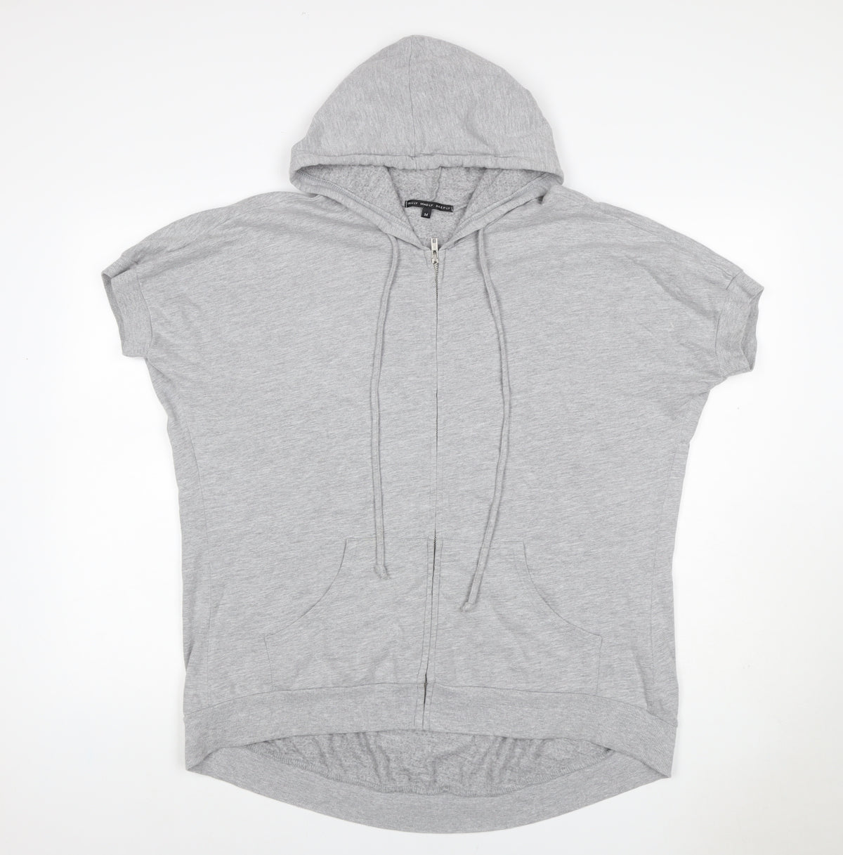 Truly Madly Deeply Women Grey M Full Zip Short Sleeve Hooded Hoodie