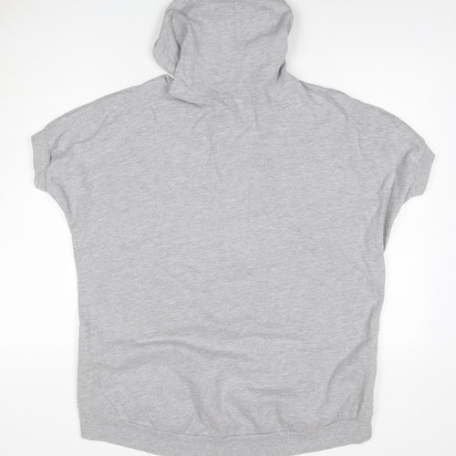Truly Madly Deeply Women Grey M Full Zip Short Sleeve Hooded Hoodie