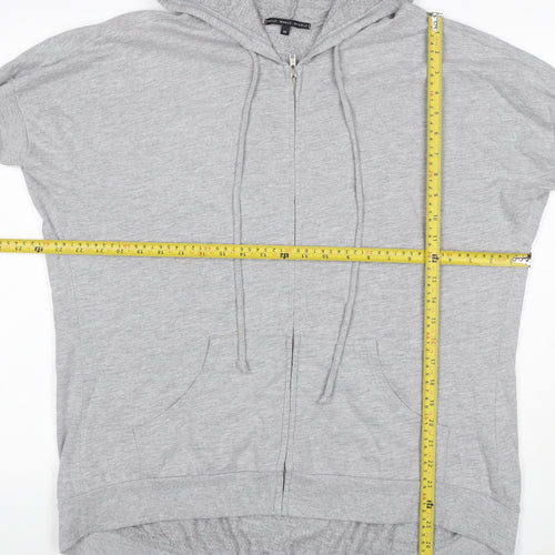 Truly Madly Deeply Women Grey M Full Zip Short Sleeve Hooded Hoodie