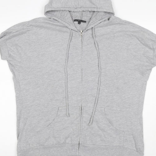 Truly Madly Deeply Women Grey M Full Zip Short Sleeve Hooded Hoodie