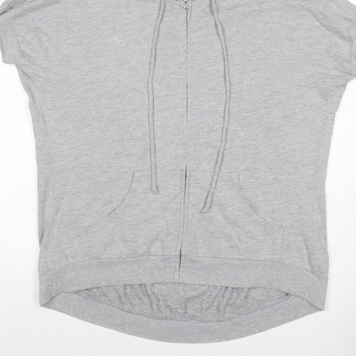 Truly Madly Deeply Women Grey M Full Zip Short Sleeve Hooded Hoodie