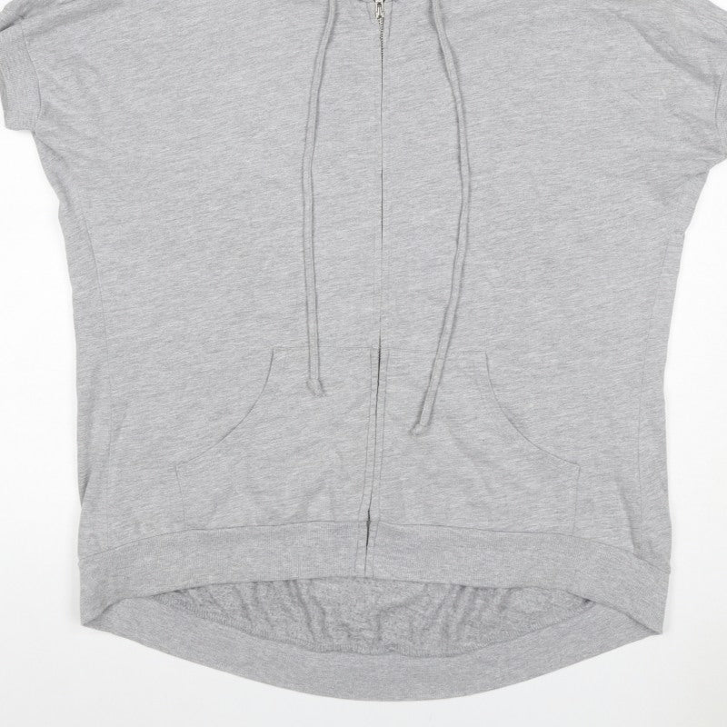 Truly Madly Deeply Women Grey M Full Zip Short Sleeve Hooded Hoodie