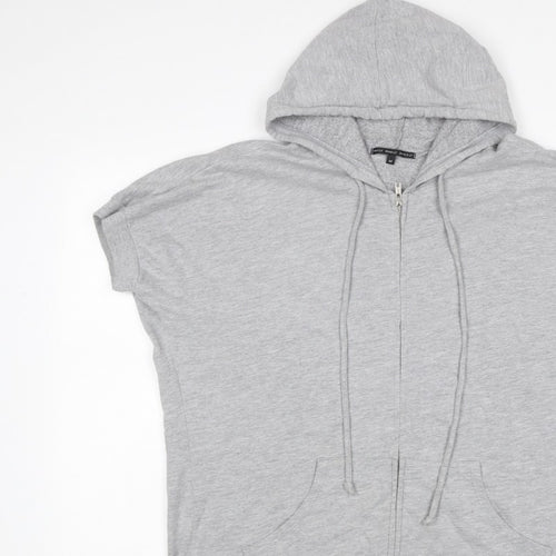 Truly Madly Deeply Women Grey M Full Zip Short Sleeve Hooded Hoodie