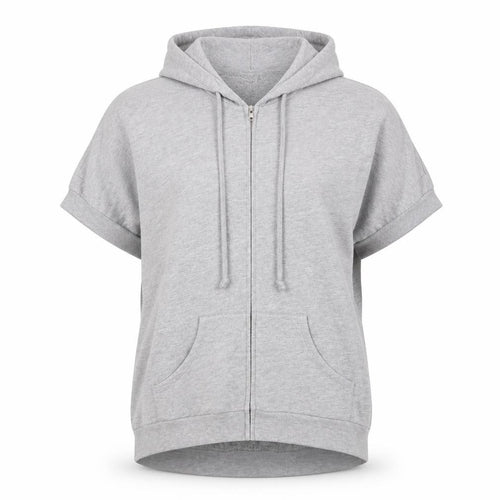 Truly Madly Deeply Women Grey M Full Zip Short Sleeve Hooded Hoodie