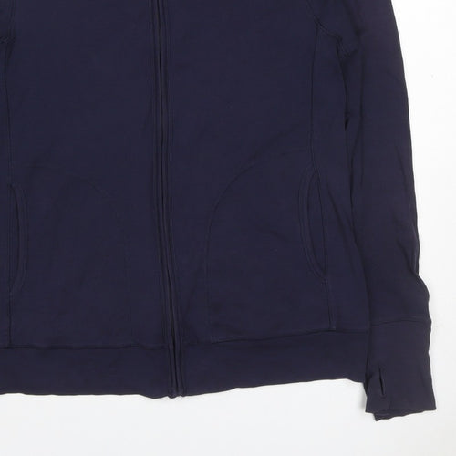 Uniqlo Women Blue L Full Zip Hooded Cotton Stretch Hoodie
