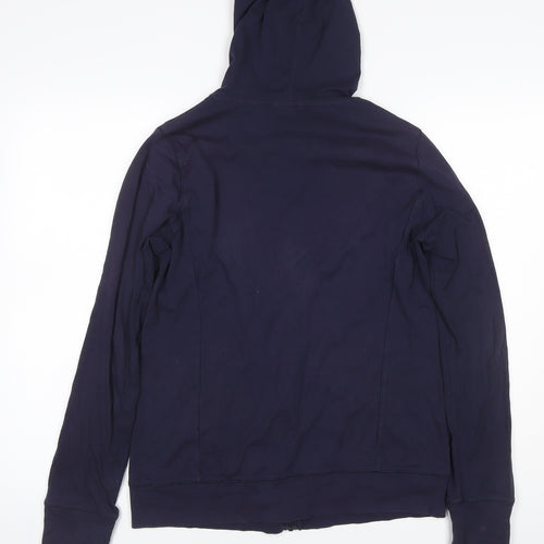 Uniqlo Women Blue L Full Zip Hooded Cotton Stretch Hoodie