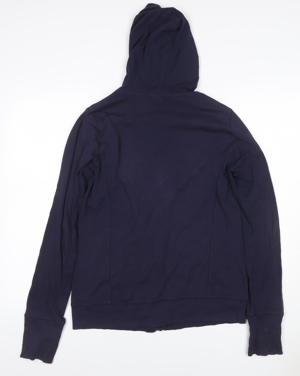 Uniqlo Women Blue L Full Zip Hooded Cotton Stretch Hoodie