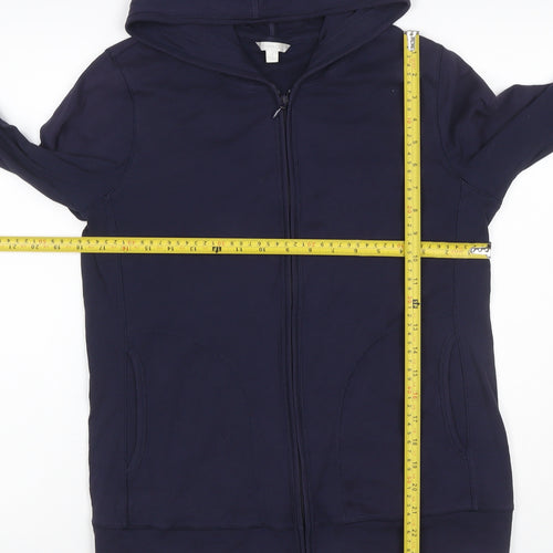 Uniqlo Women Blue L Full Zip Hooded Cotton Stretch Hoodie