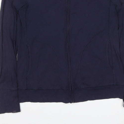 Uniqlo Women Blue L Full Zip Hooded Cotton Stretch Hoodie