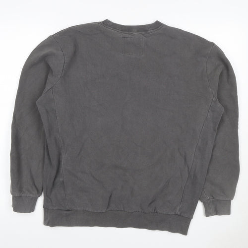 Superdry Men’s Grey S Crew Neck Pullover Sweatshirt Logo Cotton