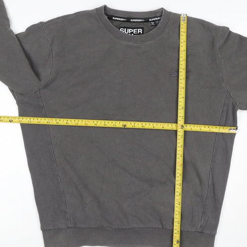 Superdry Men’s Grey S Crew Neck Pullover Sweatshirt Logo Cotton