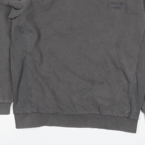 Superdry Men’s Grey S Crew Neck Pullover Sweatshirt Logo Cotton