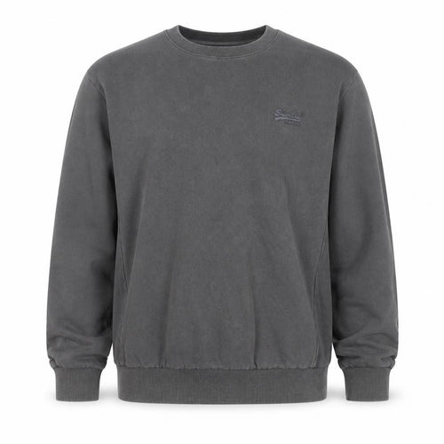 Superdry Men’s Grey S Crew Neck Pullover Sweatshirt Logo Cotton