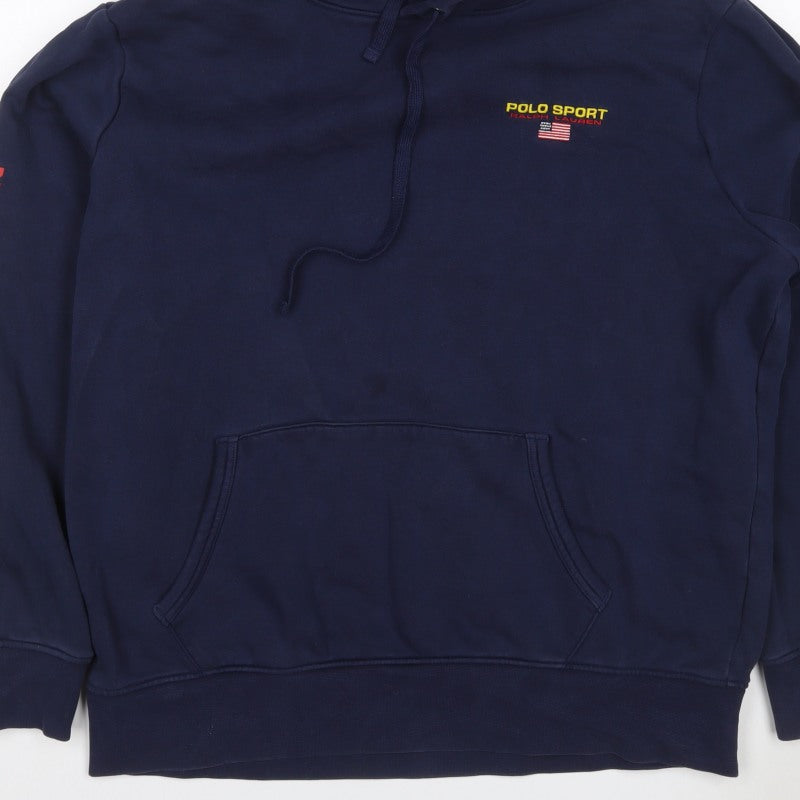 Polo Sport Ralph Lauren Men’s Blue XL Pullover Hoodie USA Logo