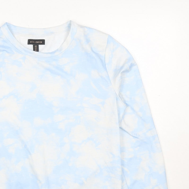 QED London Women’s Blue Tie Dye Crew Neck Pullover Sweatshirt M