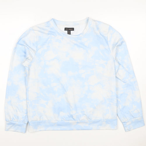 QED London Women’s Blue Tie Dye Crew Neck Pullover Sweatshirt M