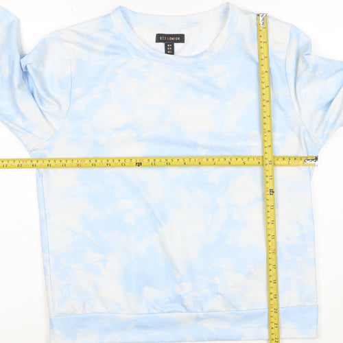QED London Women’s Blue Tie Dye Crew Neck Pullover Sweatshirt M