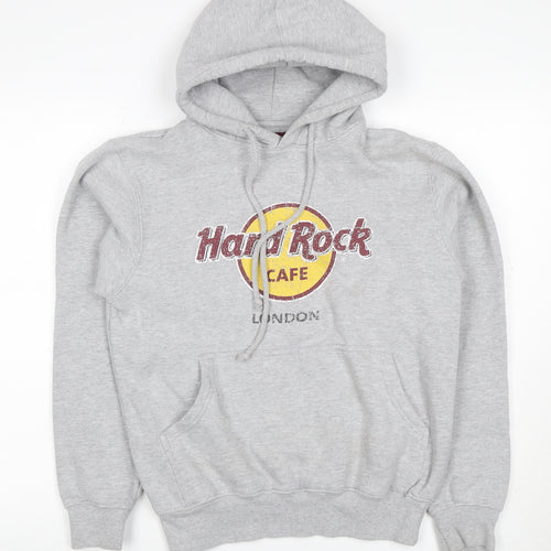 Hard Rock Cafe London Men Grey M Pullover Logo Hoodie