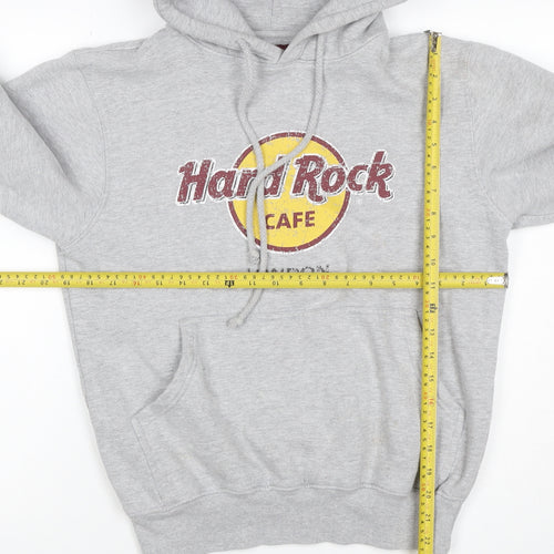 Hard Rock Cafe London Men Grey M Pullover Logo Hoodie
