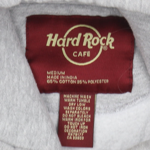 Hard Rock Cafe London Men Grey M Pullover Logo Hoodie