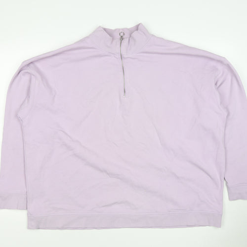 Marks & Spencer Women Pink Size 22 1/4 Zip High Neck Pullover Sweatshirt