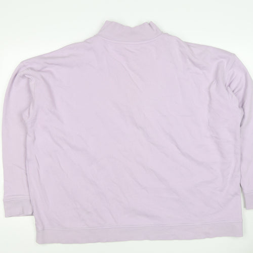 Marks & Spencer Women Pink Size 22 1/4 Zip High Neck Pullover Sweatshirt