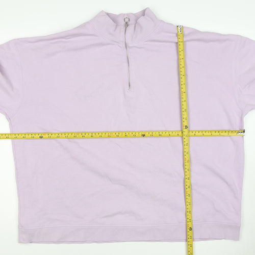 Marks & Spencer Women Pink Size 22 1/4 Zip High Neck Pullover Sweatshirt