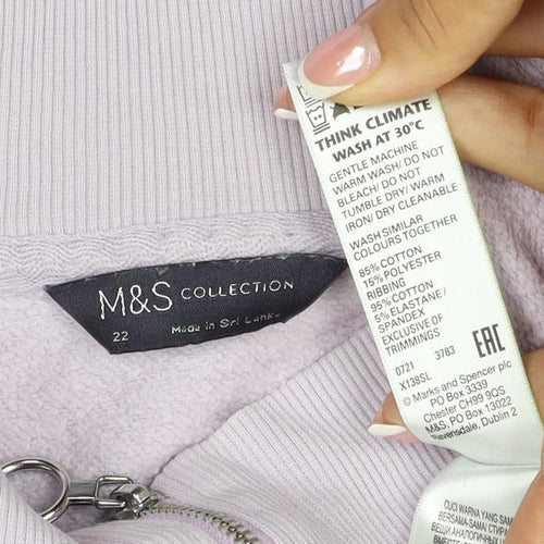Marks & Spencer Women Pink Size 22 1/4 Zip High Neck Pullover Sweatshirt