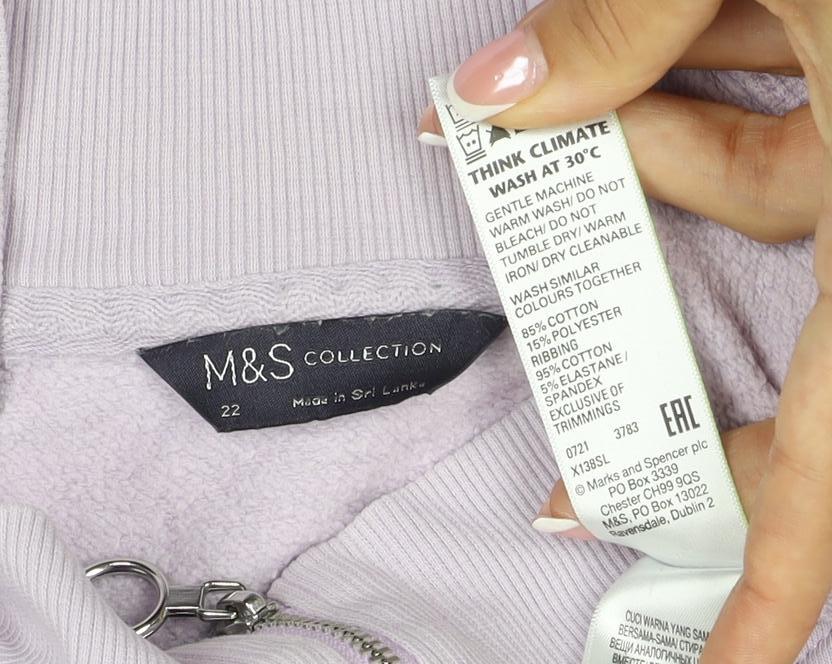 Marks & Spencer Women Pink Size 22 1/4 Zip High Neck Pullover Sweatshirt