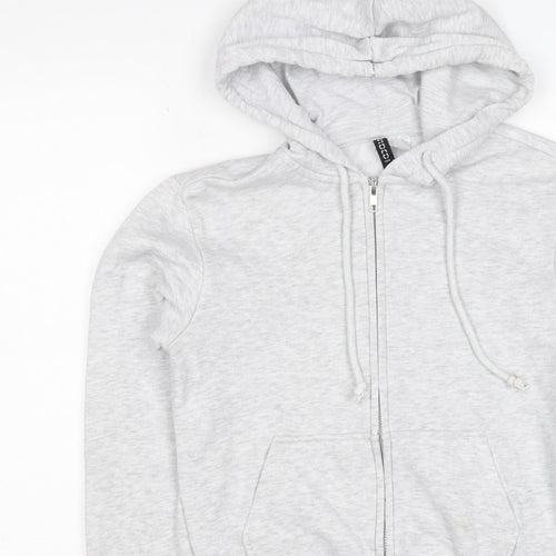 H&M Women Grey S Full Zip Hooded Fleece Hoodie Cotton Blend