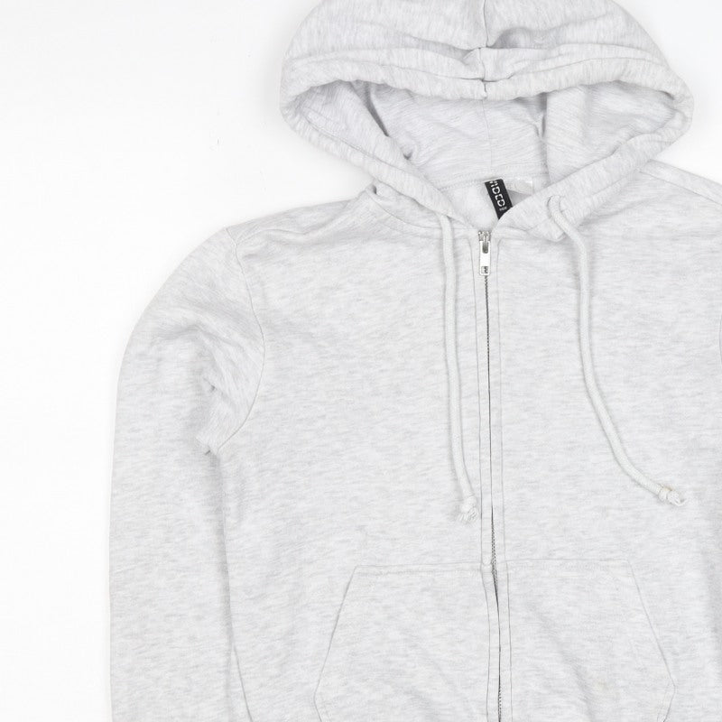 H&M Women Grey S Full Zip Hooded Fleece Hoodie Cotton Blend