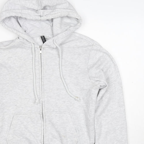 H&M Women Grey S Full Zip Hooded Fleece Hoodie Cotton Blend
