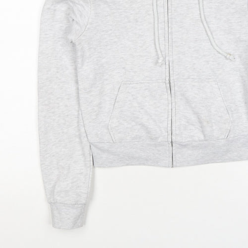 H&M Women Grey S Full Zip Hooded Fleece Hoodie Cotton Blend