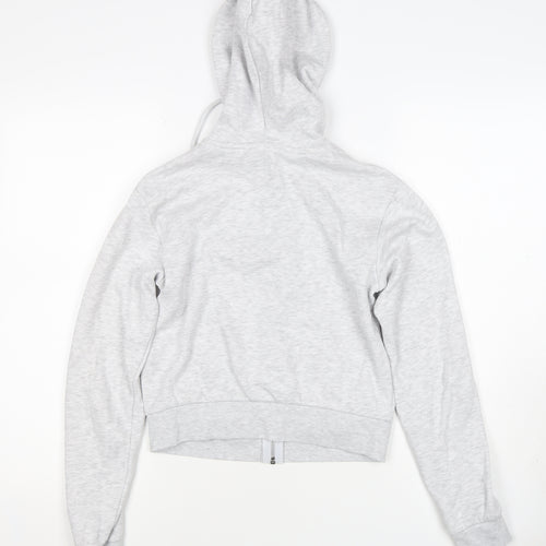 H&M Women Grey S Full Zip Hooded Fleece Hoodie Cotton Blend