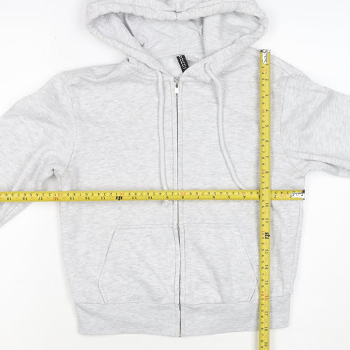 H&M Women Grey S Full Zip Hooded Fleece Hoodie Cotton Blend