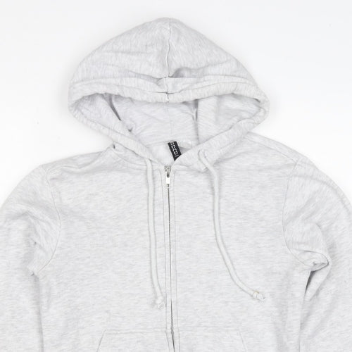 H&M Women Grey S Full Zip Hooded Fleece Hoodie Cotton Blend