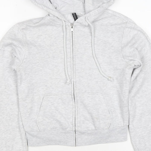 H&M Women Grey S Full Zip Hooded Fleece Hoodie Cotton Blend