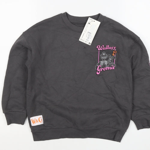 Marks and Spencer Girls Black 6-7 Years Wallace & Gromit Pullover Sweatshirt