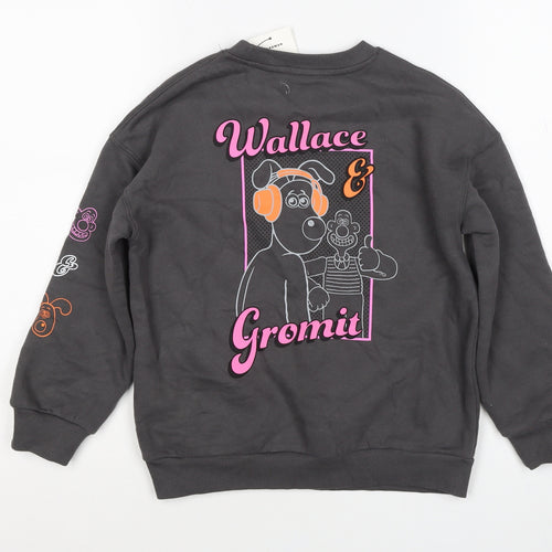 Marks and Spencer Girls Black 6-7 Years Wallace & Gromit Pullover Sweatshirt