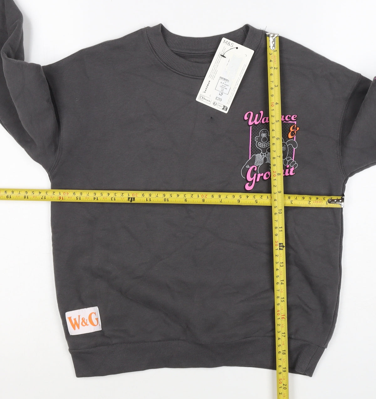 Marks and Spencer Girls Black 6-7 Years Wallace & Gromit Pullover Sweatshirt