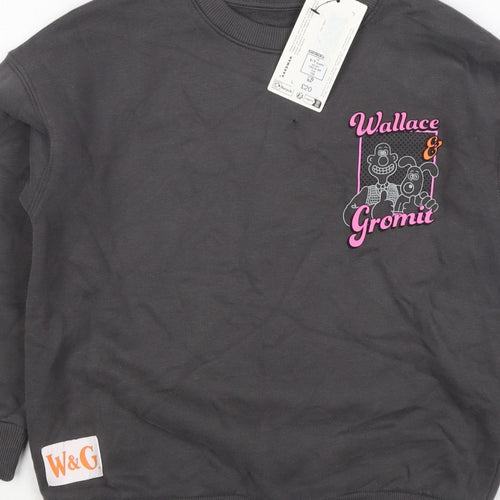 Marks and Spencer Girls Black 6-7 Years Wallace & Gromit Pullover Sweatshirt