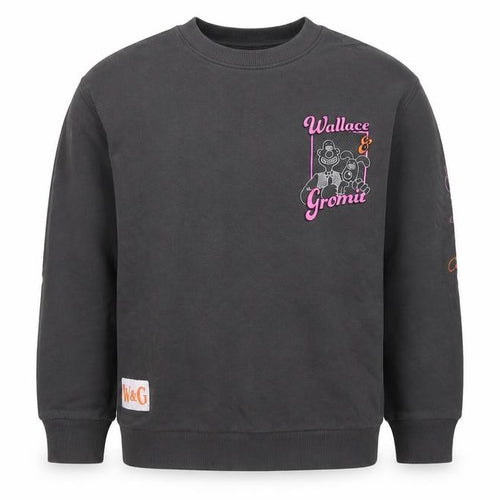 Marks and Spencer Girls Black 6-7 Years Wallace & Gromit Pullover Sweatshirt