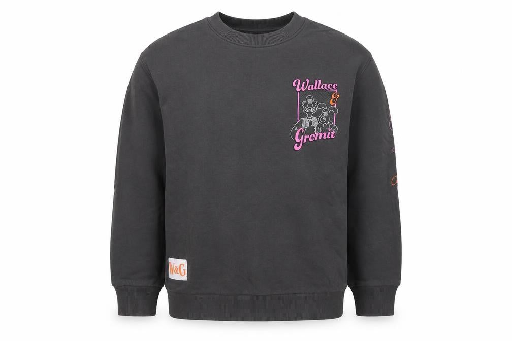Marks and Spencer Girls Black 6-7 Years Wallace & Gromit Pullover Sweatshirt
