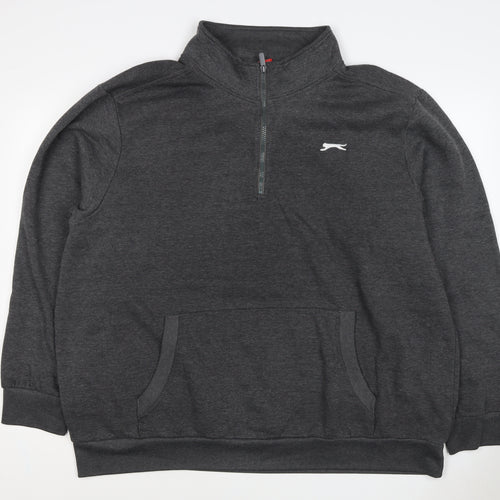 Slazenger Men’s Grey XL 1/4 Zip Pullover Sweatshirt Sports Logo
