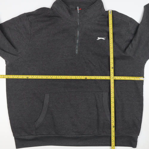 Slazenger Men’s Grey XL 1/4 Zip Pullover Sweatshirt Sports Logo